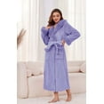 thumbnail image 2 of Heartnice Womens Hooded Plush Long Robe, Soft Warm Fleece Bathrobe for Women Fluffy Cute Spa Robe（ Lavender, L/XL）, 2 of 5