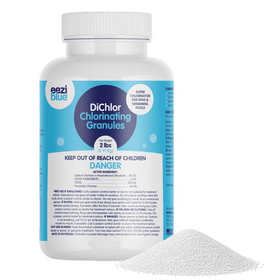 Eeziblue Chlorinating Granules - 2 lbs, Sodium DiChlor Pool Shock, Granular Shock for Hot Tub or Spa