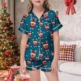 thumbnail image 2 of WEAIXIMIUNG Girls' Christmas Printed Pajamas Short Sleeved Button Top Shorts Home Pajamas Set 6-7 Years, 2 of 4