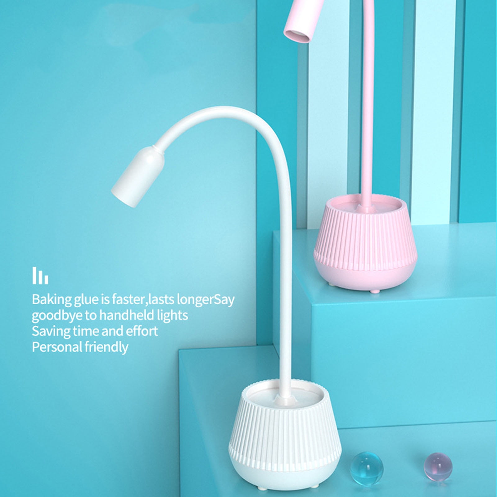 Gooseneck UV Nail Light Fast Drying 2 Gears Timing Gooseneck Manicure Table Lamp for Beauty Salon Pink