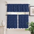 thumbnail image 3 of Kitchen Window Curtains Valance and Tier Set, Vintage Nautical Anchor Rod Pocket Tier Curtain Valance Set, Navy Blue Background Light Filtering Cafe Curtains for Bedroom Living Room, 3 of 9