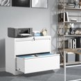 thumbnail image 2 of File Cabinets 2 Drawer, Metal Office Storage Filing Cabinet with Lock, White Lateral Filing Cabinet for Home Office,Horizontal Two Drawer File Cabinets for Legal/Letter,Assembly Require,White, 2 of 14