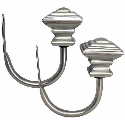 Bali Square Curtain Holdbacks, Satin Nickel