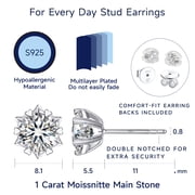 MomentWish 2 Carat Moissanite Solitaire Studs Earrings 925 Sterling Silver Anniversaries Graduation Gift for Women