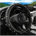 thumbnail image 6 of 1 Pack 15 Inches Elastic Stretch Leather Car Steering Wheel Cover, Bling Diamond Vehicle Decor Accessories for Most Vehicles, Gray, 6 of 12