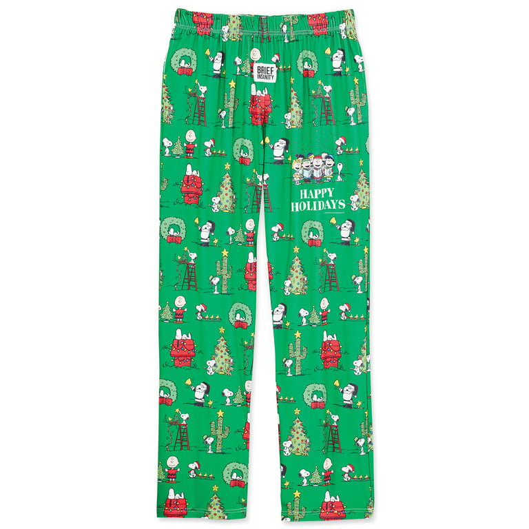 Collections Etc Peanuts Christmas Holiday Green Lounge Pants