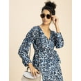 thumbnail image 5 of Moomaya Slim Fit Printed Long Sleeve Wrap Dress - V Neck Cocktail Evening Dress, 5 of 9