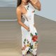 thumbnail image 2 of Gibobby pantalones deportivos Mono largo de estilo playero suelto con estampado hueco lateral y tirantes informales para mujer(Blanco， XL), 2 of 5
