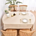 thumbnail image 3 of Faux Linen Oval Tablecloth Heavy Duty Wrinkle Resistant Fabric Table Cloths 60 x 84 Inch Beige Farmhouse Rustic Table Cover for Kitchen Dining Indoor Outdoor Tabletop Decoration, 3 of 6