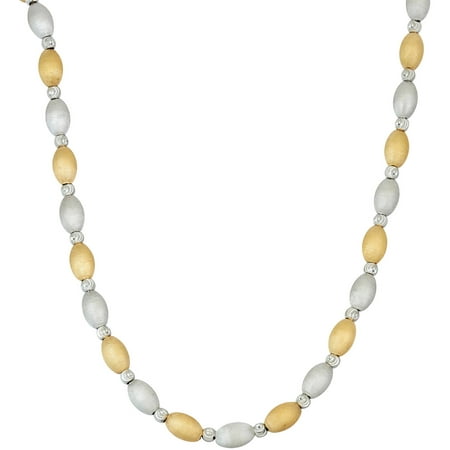 Giuliano Mameli Sterling Silver 14kt Yellow Gold- and Rhodium-Plated Necklace with Rhodium-Plated DC Beads