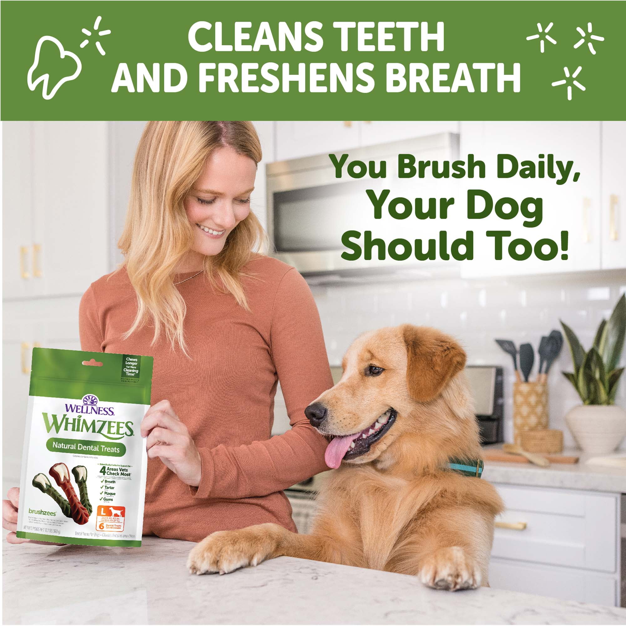 Wellness WHIMZEES Value Pack Natural Dog Dental Treat, Chews, Freshens Breath, Large Size, 50.9 oz Box, 24 Count