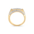 thumbnail image 3 of 10kt Yellow Gold Mens Round Diamond Rectangle Band Ring 1 Cttw, 3 of 4