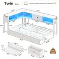 thumbnail image 6 of Twin Size Corner Bed Frame with Bookcase Storage,Twin Daybed with Charging Station,Platform Bed Frame with Led Lights and Storage Drawers for Living Room,Bedroom,Guest Room,Easy Assemble,White, 6 of 9