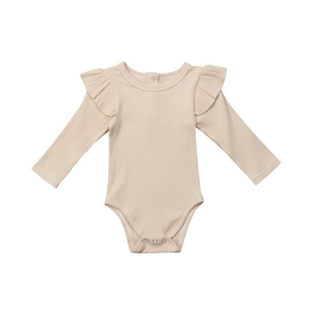

Newborn Baby Girl Autumn Winter Ruffle Knitted Romper Bodysuit Long Sleeve Jumpsuit Top One-Pieces