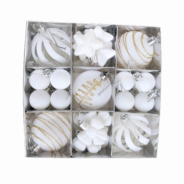 27 Pcs Velvet Christmas Balls Flocked Christmas Tree Ornaments Plastic Balls Xmas Decorative Hanging Ornaments Christmas Tree Decoration