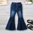 thumbnail image 2 of ameIAEA Little Girls Flare Jeans Elastic Waist Casual Denim Pants with Pocket Bell Bottom Pants, 2 of 7