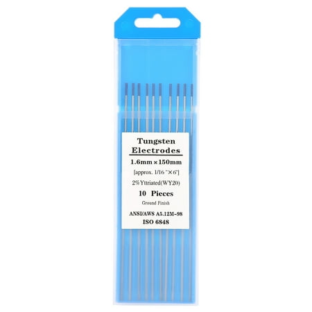 

2024 10pcs WY20 2.0% Yttrium Tungsten Electrode Blue Tip for TIG Welding 1.6mm*150mm