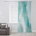 thumbnail image 3 of Turquoise Ombre Marble Semi Sheer Curtains Drapes for Living Room,Bedroom,French Doors Window 45 Inches Long,Yellow Modern Geometric Abstract Art Rod Pocket Chiffon Curtain Drapery Voile Drape Panel, 3 of 6