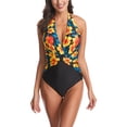 thumbnail image 2 of Traje de Baño de una Pieza de Verano para Mujer Traje de Baño sin Espalda Estampado con Cuello en V Causal para Piscina de Playa ANGGREK Otros, 2 of 8