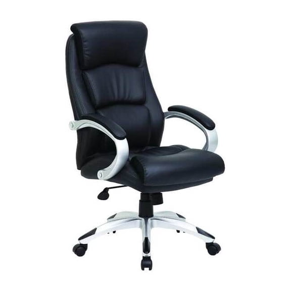 Executive Chair, Leather Black, Height 43-1/4" to 46-1/4"