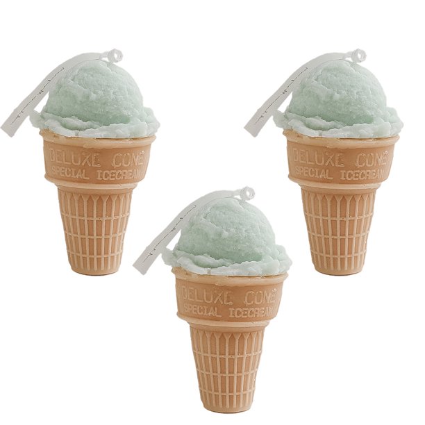 3 adornos de vela de postre falsos decoración cono de helado vela de aromaterapia cera de soja Zhivalor BST3024981-2