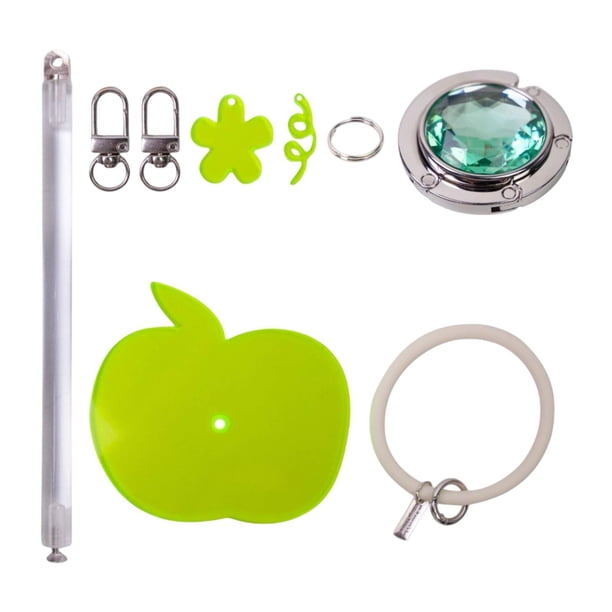 Portaovillos portátil para la muñeca, accesorio de crochet con correa para la muñeca. manzana verde