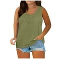 thumbnail image 2 of QWERTYU Long Tank Tops Women Womens Plus Size Sie Spring Tops with Button Sleeveless Tunic Tops Summer Tunic Tops for Women Army Green XL, 2 of 6