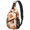 Geometric Circle Orange Pattern, variant on Geometric Triangle Brown Pattern Sling Backpack, Unisex Daily Travel Sling Pack with Side Mesh Pockets, Adjustable Ambidextrous Strap Gift Ideas for Hiking Cycling Walking