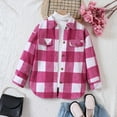 thumbnail image 2 of SGFCWSX Teens Plaid Button Down Shirt Girls Long Sleeve Flannel Shirt Jacket with Pocket Pink Size 13-14 Years, 2 of 8