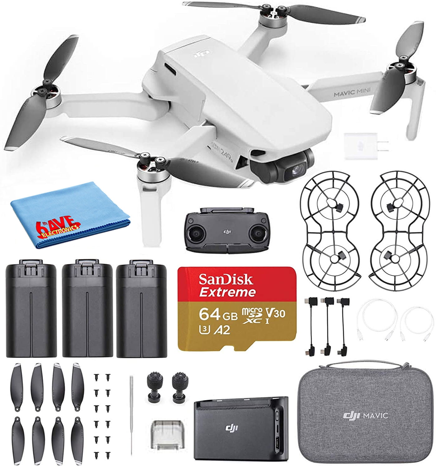 Kritisk Potentiel høflighed DJI Mavic Mini Fly More Combo Ultralight Quadcopter Drone with 64GB Memory  Card - Walmart.com