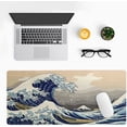 thumbnail image 5 of Japanese Extended Large Mouse Pad, Wave Painting Big Gaming Mouse Mat Non-Slip Water-Resistant Rubber Base Wave Mousepad Stitched Edges Keyboard Mouse Mat Desk Pad for Office Home and Game, 5 of 5