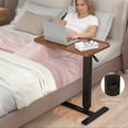 thumbnail image 6 of Pneumatic Overbed Table Height Adjustable, Rolling Bed Desk, Mobile Standing Laptop Table with Wheels, Over Bed Table for Hospital/Sofa/Couch/Bed/Office/Work - Foldable (27.5" W x 15.7" D, Walnut), 6 of 13
