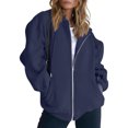 thumbnail image 4 of Women's Zip Up Y2K Hoodies 2026 Spring Casual Long Sleeve Sweatshirts Fall Winter Track Jackets with Pockets Dark Blue 3XL, 4 of 8