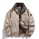 thumbnail image 3 of Chaqueta de solapa de algodón puro para otoño e invierno, cuello de piel de cordero, abrigo informal de terciopelo para hombre, chaqueta de bombardero Jack para hombre, 3 of 4