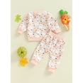 thumbnail image 5 of Nygoyerh Newborn Baby Girls Boys Halloween Outfit Cartoon Ghost Print Long Sleeve Round Neck Pullover with Elastic Waist Pants 2PCS Set Fall Infant Clothing for 1M-13T, 5 of 7