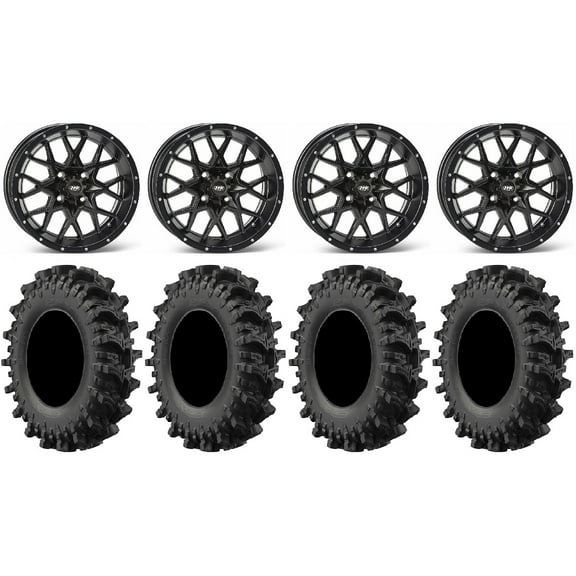 ITP Hurricane 16" Wheels Black 30" MotoSlayer Tires Can-Am Maverick X3 / Honda Pioneer 1000 / Talon