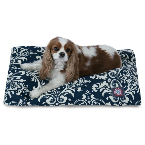 Majestic Pet | French Quarter Rectangle Pet Bed For Dogs, Removable Cover, Navy Blue, Small