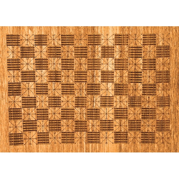 Ahgly Company Indoor Rectangle Checkered Orange Modern Area Rugs, 2' x 5'