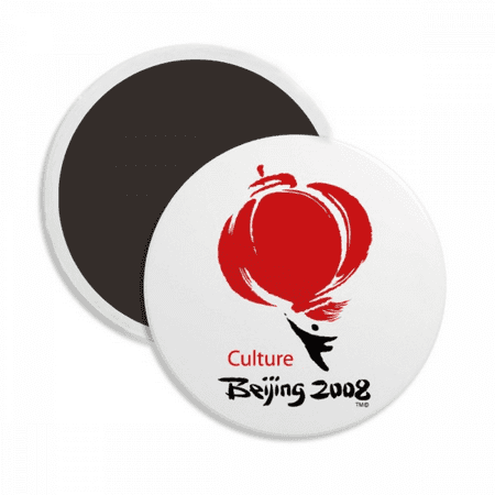 

chinese traditional red pattern round ceracs fridge magnet keepsake decoration