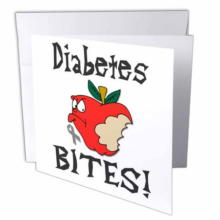 3dRose Funny Awareness Support Cause Diabetes Mean Apple, Greeting Cards, 6 x 6 inches, set of 12