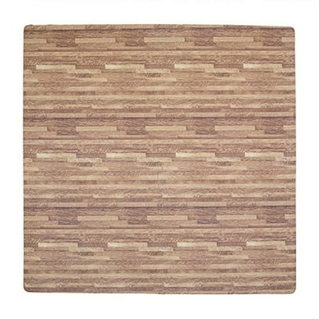 Tadpoles Soft EVA Foam 4 Piece Playmat Set, Wood Print, Dark Oak, 50"x50"