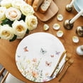 thumbnail image 2 of Spring Floral Round 13 Inch Placemats Set of 6, Butterfly Summer Botanical Watercolor HeatResistant Non Slip Place Mats for Dining Table, Wipeable Braided Kitchen Table Mats for Housewarming, 2 of 9