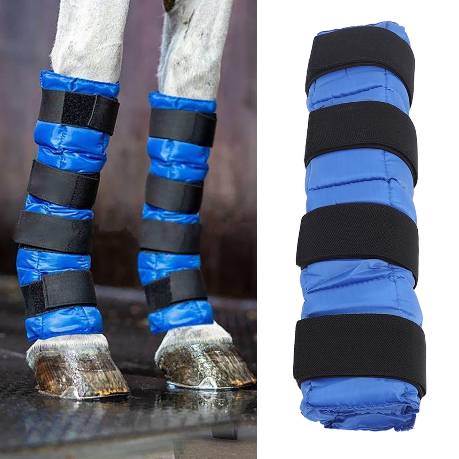 BOKYAN Reusable Horse Ice Pack Leg Wrap – 16” Cooling Boot for Knee, Hock & Leg Injuries, Durable Polyester, 3-Year Warranty, Blue