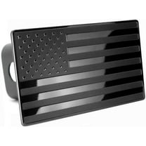 LFPartS USA Flag Emblem Metal Trailer Hitch Cover (Fits 2" Receivers, Black)