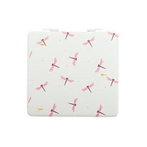 Unique Bargains 1 Pc Folding Makeup Mirror for Travel Vacation Pink White PU ABS Glass