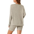 thumbnail image 3 of INSPIRE CHIC Women's 2 Piece Lounge Sets Ribbed Knit Matching Outfits Long Sleeve Top with Biker Shorts Sweatsuits 2XL Camel, 3 of 6