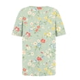 thumbnail image 4 of Women's T-Shirts Fashion Full Floral Printing Front Pleated Blouses Top Summer Square Collar Short Sleeved Shirts Button Casual Loose Pullover Tops, 4 of 5