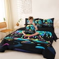 thumbnail image 3 of Castle Fairy Neon Baseball Pitcher Print Twin Bedding 7-Piece, Ice Cream Drip Bedding Comforter Set, Black Blue,Black Reversible, 3 of 7