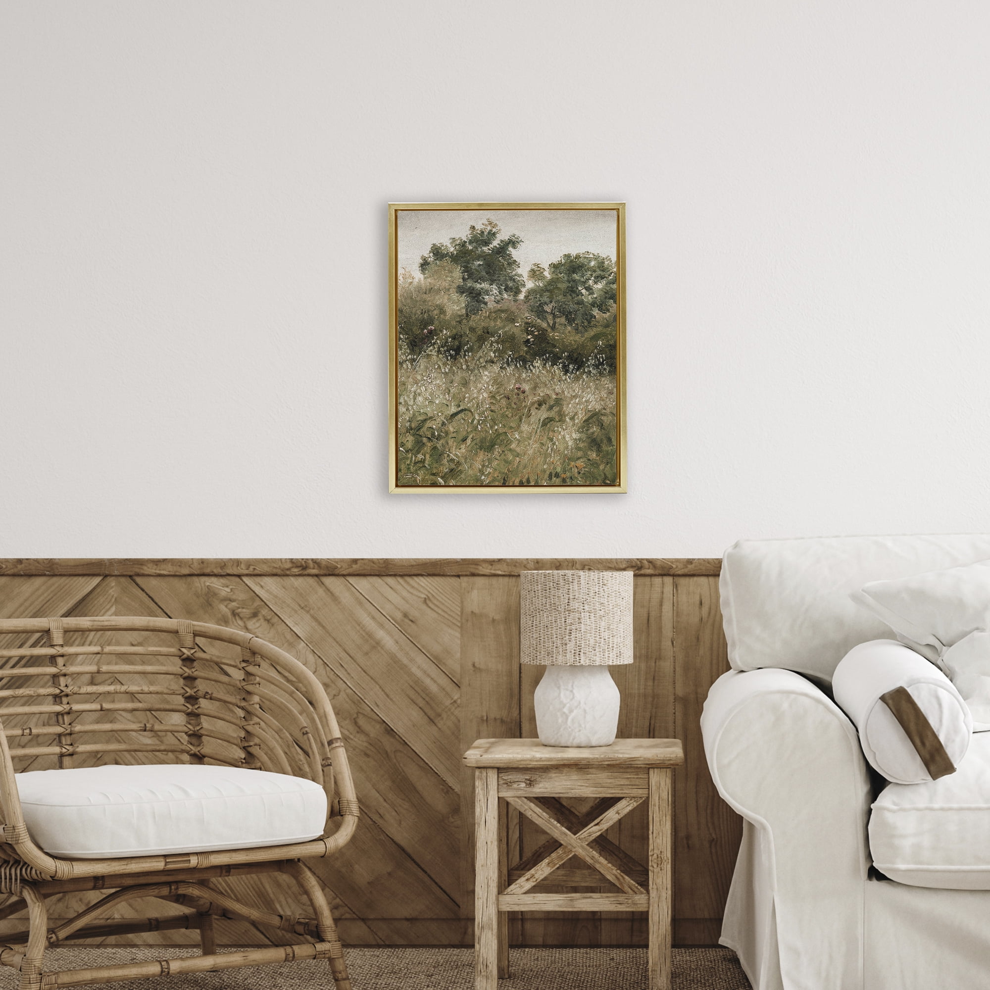 Dense Forest Thicket Gold Framed Floater Canvas Wall Art, design by Lettered and Lined