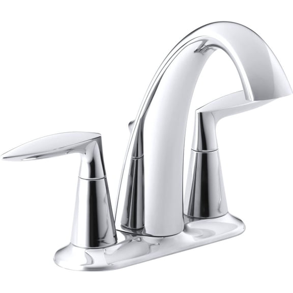 KOHLER 45100-4-CP Alteo Centerset 4 inch Bathroom Faucet with Pop-Up Drain Assembly, 2-Handle Bathroom Sink Faucet, 1.2 gpm, Polished Chrome CA3